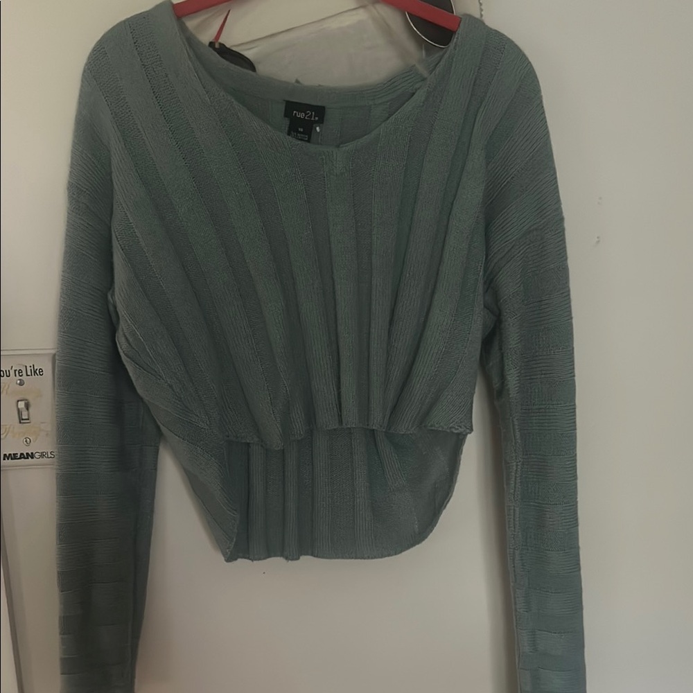Rue21 Green Textured Long Sleeve Top